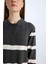 Regular Fit Polo Yaka Düğmeli Çizgili Uzun Kollu Maxi Elbise D6523AXNS 4