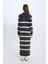 Regular Fit Polo Yaka Düğmeli Çizgili Uzun Kollu Maxi Elbise D6523AXNS 5