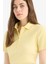 Slim Fit Dar Kesim Fitilli Kaşkorse Kısa Kollu Polo Sarı Tişört E6577AX25SP 1
