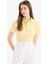 Slim Fit Dar Kesim Fitilli Kaşkorse Kısa Kollu Polo Sarı Tişört E6577AX25SP 3