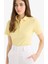 Slim Fit Dar Kesim Fitilli Kaşkorse Kısa Kollu Polo Sarı Tişört E6577AX25SP 4