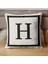 Harfli Kırlent Kılıfı - H Harfi - Hediyelik Dekoratif Kırlent Yastık Kılıfı 43 x 43 cm Krem-Siyah 1