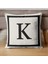 Harfli Kırlent Kılıfı - K Harfi - Hediyelik Dekoratif Kırlent Yastık Kılıfı 43 x 43 cm Krem-Siyah 1