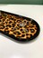 Leoparlı Dekoratif Tepsi Oval Sunumluk Mumluk Altlık Tezgah Üstül Tepsi 24 x 9,5 cm 2