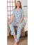Alissa 6275 Kadın Mavi Kalp Desenli Patlı Pijama Takımı 2