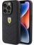 iPhone 15 Pro Kılıf Ferrari Orjinal Lisanslı Deri Dikişli Arka Yüzey Metal Logo Tasarımlı Siyah 1