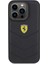 iPhone 15 Pro Kılıf Ferrari Orjinal Lisanslı Deri Dikişli Arka Yüzey Metal Logo Tasarımlı Siyah 2
