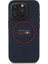 iPhone 15 Pro Max Kılıf Redbull Lisanslı Magsafe Uyumlu Kırmızı Halka ve Logolu Deri Kapak Lacivert 1
