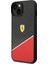 iPhone 14 Plus Kılıf Ferrari Orjinal Lisanlı Klasik Metal Logolu Karbon Şerit Desenli Kapak Kırmızı 3