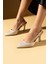 Su Damlası Taşlı Sivri Burun Arkası Açık Slingback Kadın Topuklu Ayakkabı 71-628-25 1