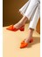 Sivri Burun Fiyonk Detaylı Saten Kumaş Slingback Kadın Topuklu Ayakkabı 87-141-25saten 2