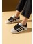 Kalın Bağcıklı Şerit Detaylı Rahat Taban Kadın Sneakers 001-3458-25SIYAH 1