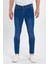 Erkek Fermuarlı Düğmeli Taşlı Skinny Jeans 1