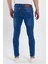 Erkek Fermuarlı Düğmeli Taşlı Skinny Jeans 4