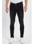 Erkek Fermuarlı Düğmeli Taşlı Skinny Jeans 1