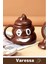 Deluxe Seri Özel Tasarım Hediye Kutulu Gülücüklü Bok Şekilli Seramik Kupa 14 x 15 cm Emoji Bardak 5