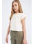 Kız Çocuk Boxy Fit Bisiklet Yaka Basic Düz Kısa Kollu Tişört C4511A825SM 4