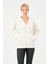 Krem Baskılı Kapüşonlu Fermuarlı Mevsimlik Oversize Sweatshirt 2
