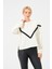Kadın Püskül Detaylı Basic Yumuşak Dokulu Salaş Oversıze Sweatshirt Krem 4