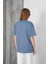 Kadın Violet Penye V Yaka T-Shirt, Geniş Kalıp Tişört 3