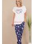 Lacivert Renk ve Desenli Lady 12584 Pamuk Viskon Kadın Kısa Kol Pijama Takımı 3