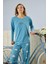 Polyviskon Uzun Kollu Mavi Pijama Takımı - 7300 1