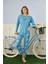 Polyviskon Uzun Kollu Mavi Pijama Takımı - 7300 2