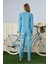 Polyviskon Uzun Kollu Mavi Pijama Takımı - 7300 3