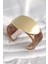 Kahverengi Mermer Desen Akrilik Plastik Gold Oval Plaka Model Vintage Kadın Bilezik 1