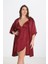 MOTTO10 Butik Büyük Beden 2li Bordo Sabahlık Takımı Bigsize 2