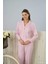 Dublin Kumaş Gömlek Yaka Uzun Kol Pembe Pijama Takımı - 5330 1