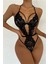 Şık Siyah Dantelli Babydoll Gecelik BRF1297 4