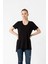 Viskon Yırtmaçlı Yuvarlak Yaka Regular T-Shirt 5