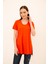 Viskon Yırtmaçlı Yuvarlak Yaka Regular T-Shirt 3