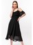 Yaka ve Etek Ucu Volan Detaylı Şifon Elbise 4