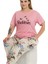 Pembe Renk ve Çiçekli 11005 Kısa Kollu Kadın Büyük Beden Anne Pijama Takımı 3