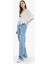 Straight Wide Yüksek Bel Uzun Jean Yıkamalı Pantolon E3190AX25SP 3