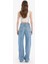 Straight Wide Yüksek Bel Uzun Jean Yıkamalı Pantolon E3190AX25SP 5
