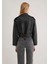 Siyah Suni Deri Crop Ceket 1110375-900 4