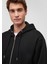 Kapüşonlu Fermuarlı Siyah Basic Sweatshirt 0S10277-900 5
