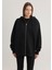 Kadın Kapüşonlu Fermuarlı Siyah Sweatshirt 1610221-900 5