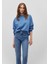 Kadın Bisiklet Yaka Mavi Basic Sweatshirt 1610198-70885 1