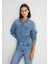 Angela Classic Denim Puslu Indigo Mavi Jean Gömlek 1210819-87754 2