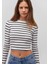 Uzun Kollu Çizgili Crop Basic Tişört 1612822-85407 2