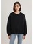 Kadın Bisiklet Yaka Siyah Basic Sweatshirt 1610198-900 3