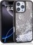 Apple iPhone 16 Pro Max Kılıf Sıvı Simli ve Kelebek Baskı Desenli Şeffaf Glis Premium Silikon Kapak 1