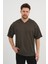 V Yaka Oversize T-Shirt (E24-742A) 1