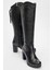 Kadın Yüksek Topuklu Fermuarlı Çizme Gerçek Deri Br 08012 Siyah 2