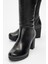 Kadın Yüksek Topuklu Fermuarlı Çizme Gerçek Deri Br 08012 Siyah 3