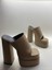 Nude Mat Çift Platform Topuklu Sandalet 1